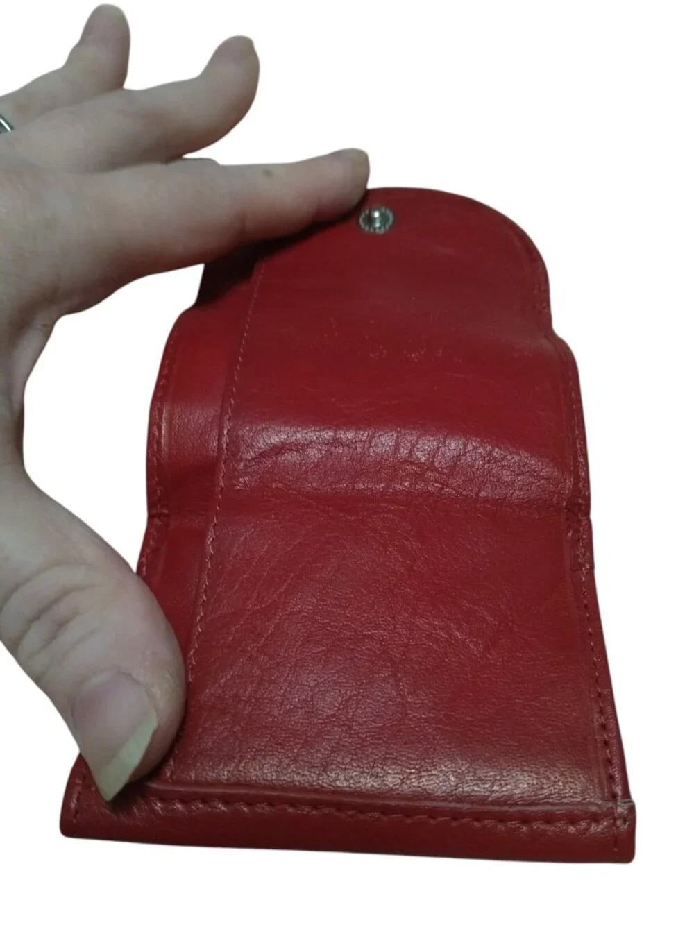 Roberto Valli Red Italian Leather Trifold Wallet Small Snap Flap Closure Vintage